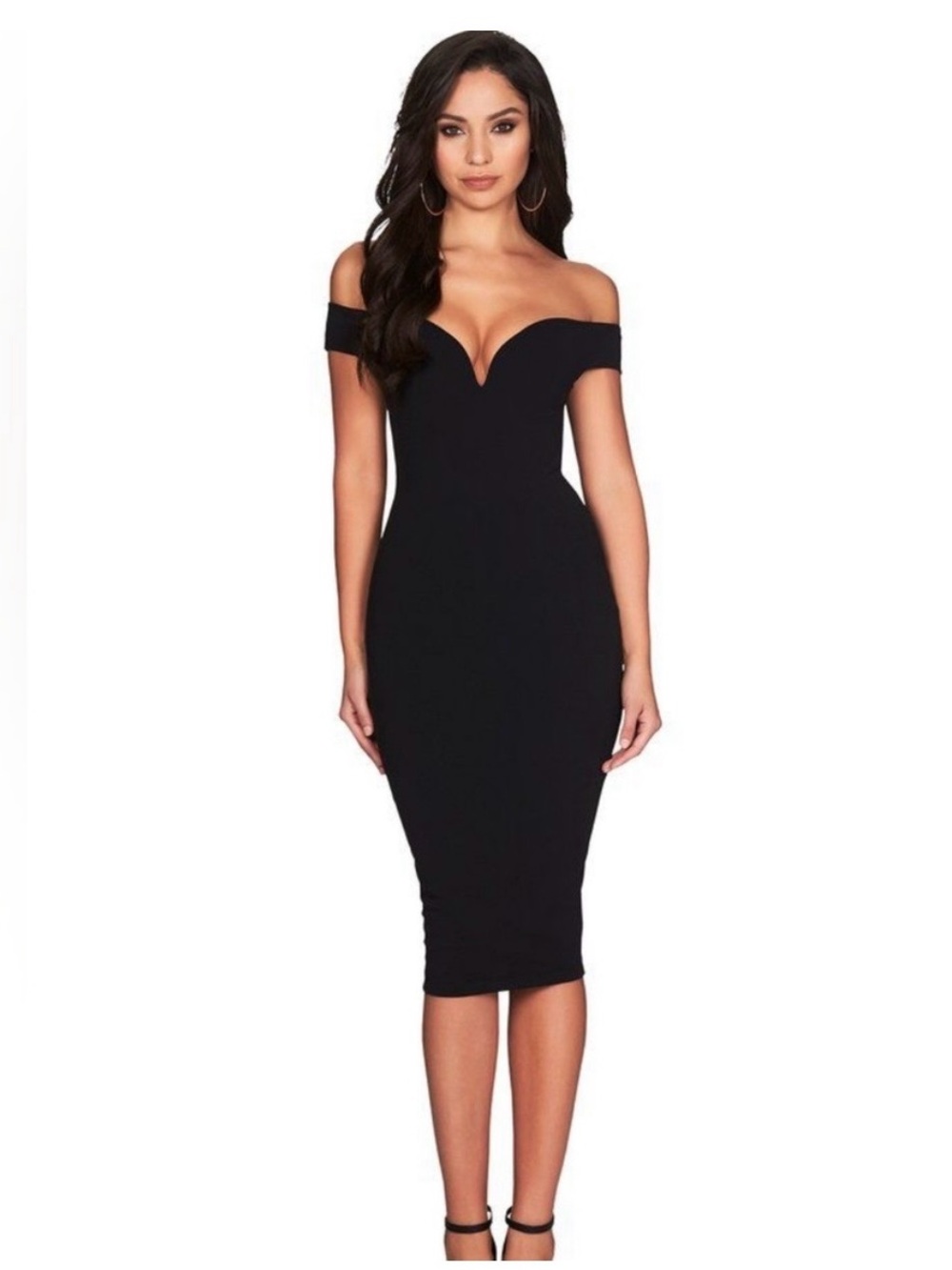 Nookie Elena Black Off-The-Shoulder Dress. Size Medium.